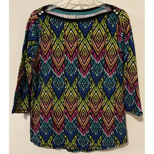 Westbound Womens Large Colorful 3/4 Sleeved Cotton Blouse! M1061
